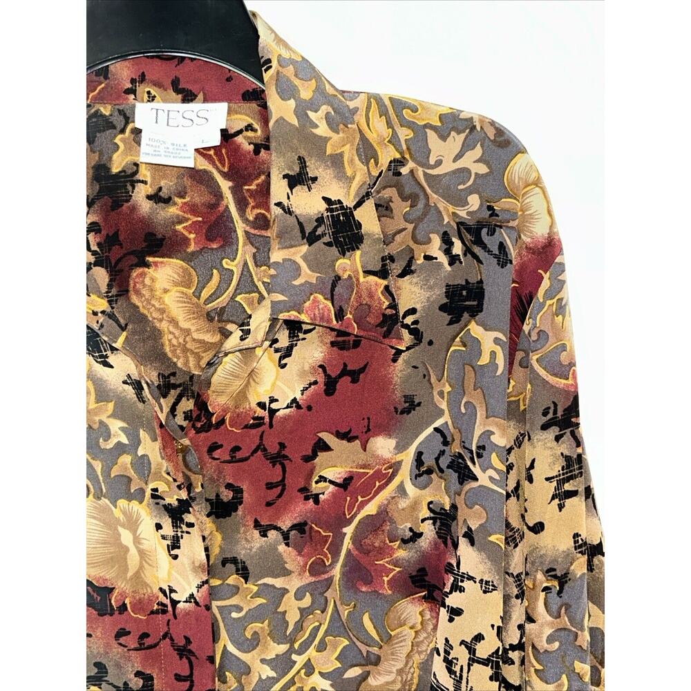 Vintage TESS 100% Silk Size Large Button Down Shirt Dark Fairy Whimsigoth Witchy - Picture 3 of 12